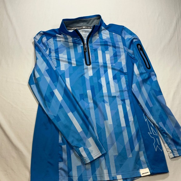 RZR Polaris‎ Mens Medium Pullover Top Long Sleeve Blue Geometric Mock Neck - Picture 5 of 7